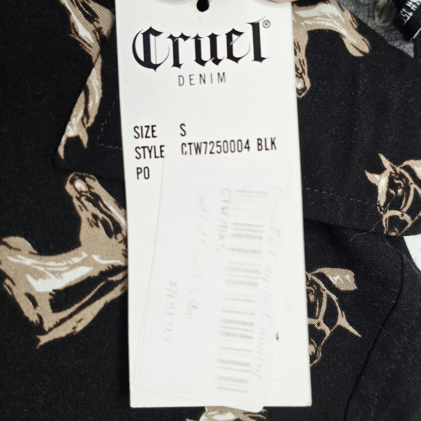 Cruel Denim Shirt Women's S Black Long Sleeve Snap Button Horse Print Western