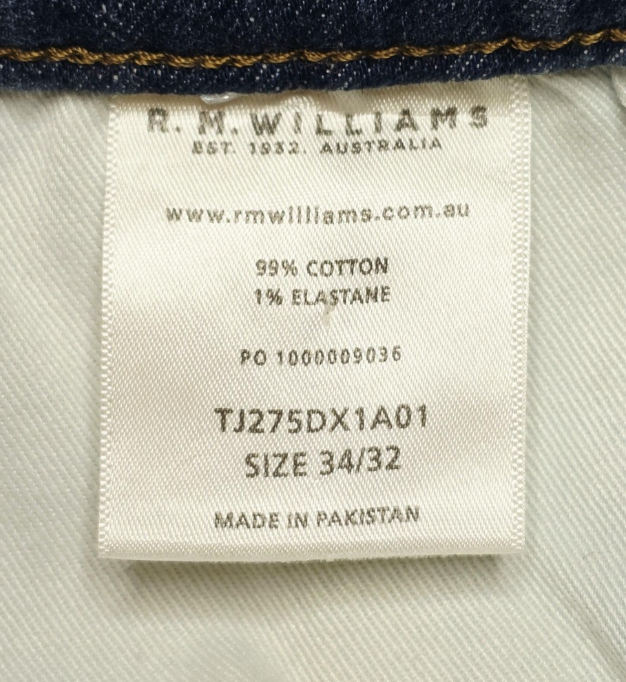 R.M. Williams Jeans Men's 34x31 Blue Straight Regular Stretch Denim TJ275DX1A01