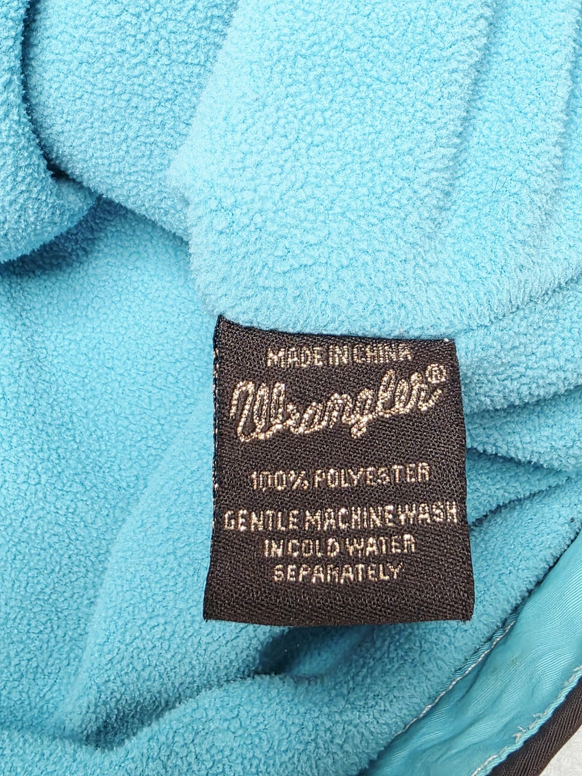 Wrangler Vest Women's L Brown Blue Hooded Fleece Lined Zip Up Pockets Western