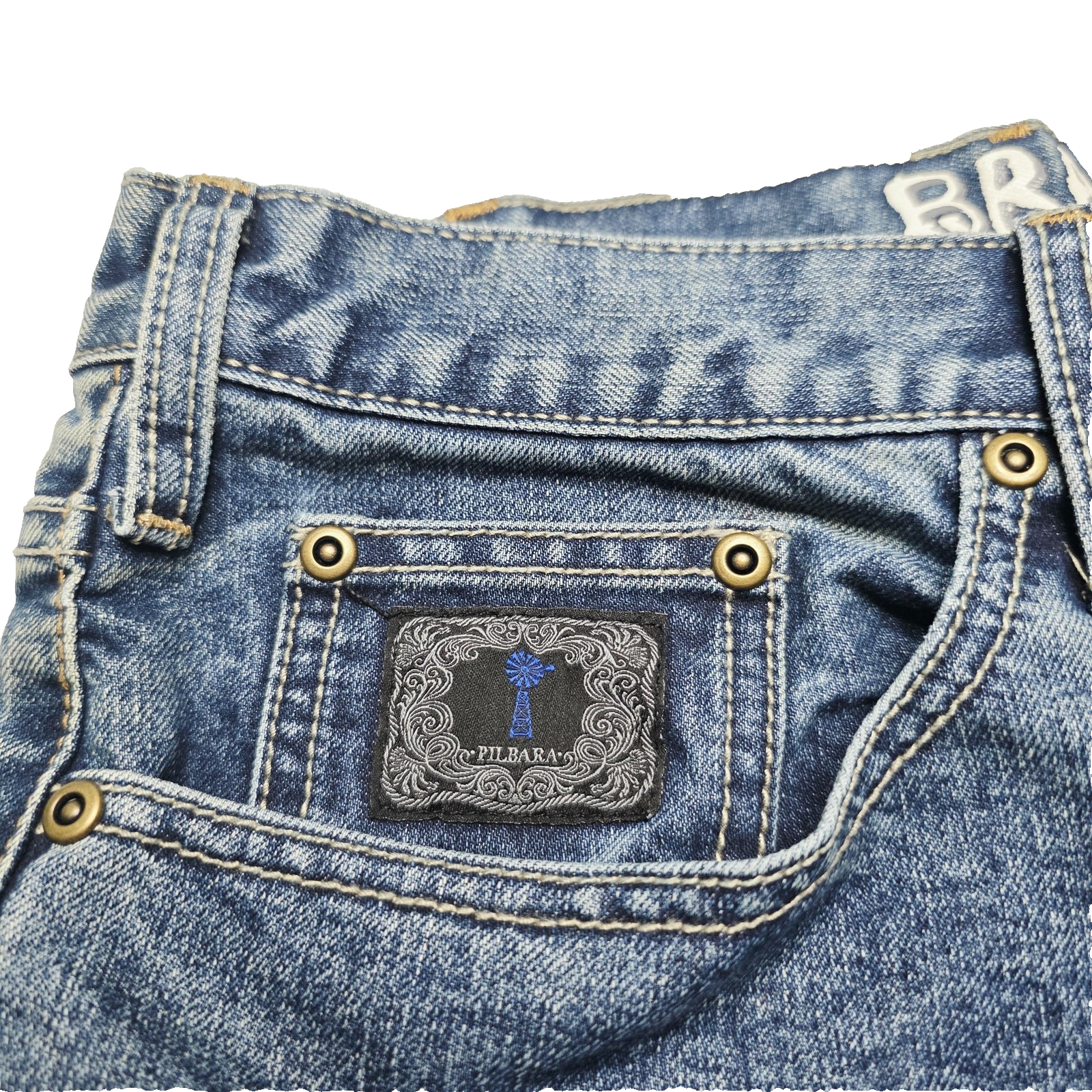 Ritemate Pilbara Western Brahman Jeans Mens 33x32 Blue Straight Regular Stretch