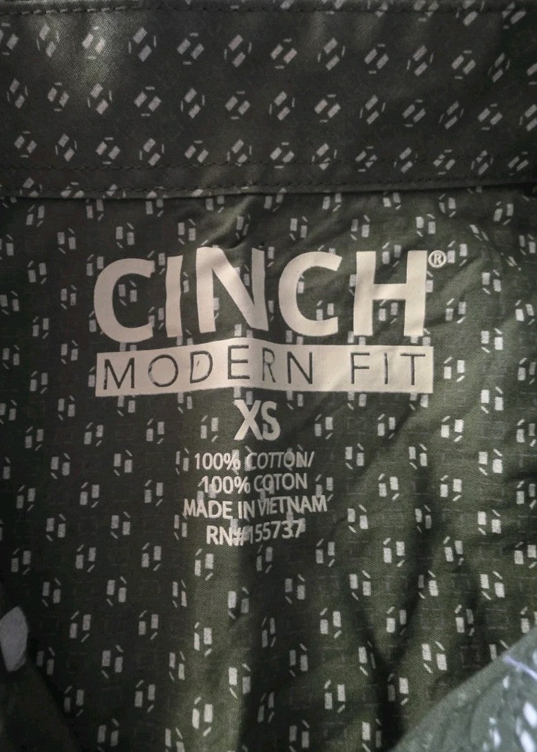 Cinch Modern Fit Western Short Sleeve Shirt Men's Size XS