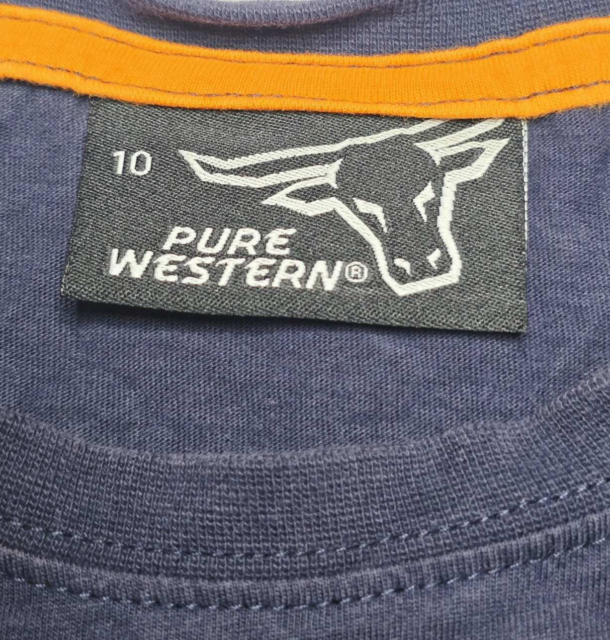 Pure Western T-Shirt Boys 10 Blue Rodeo Sports Division Graphic Print Cotton