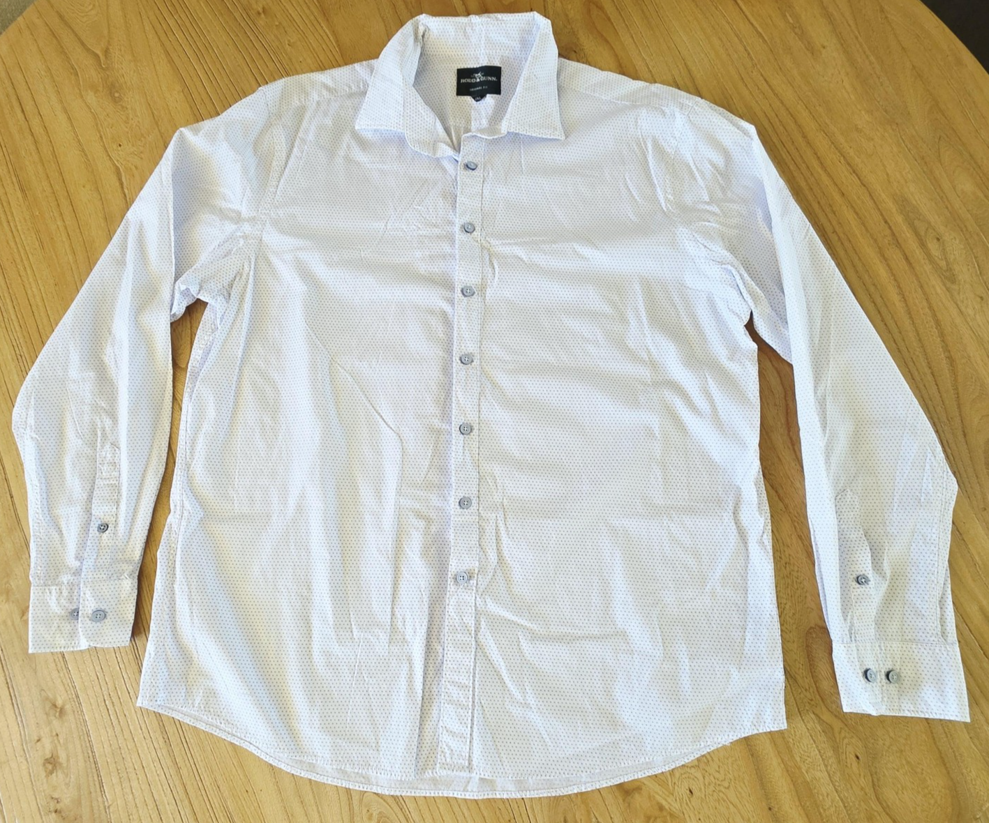 Rodd & Gunn Shirt Mens 2XL White Geometric Print Long Sleeve Cotton Button Up