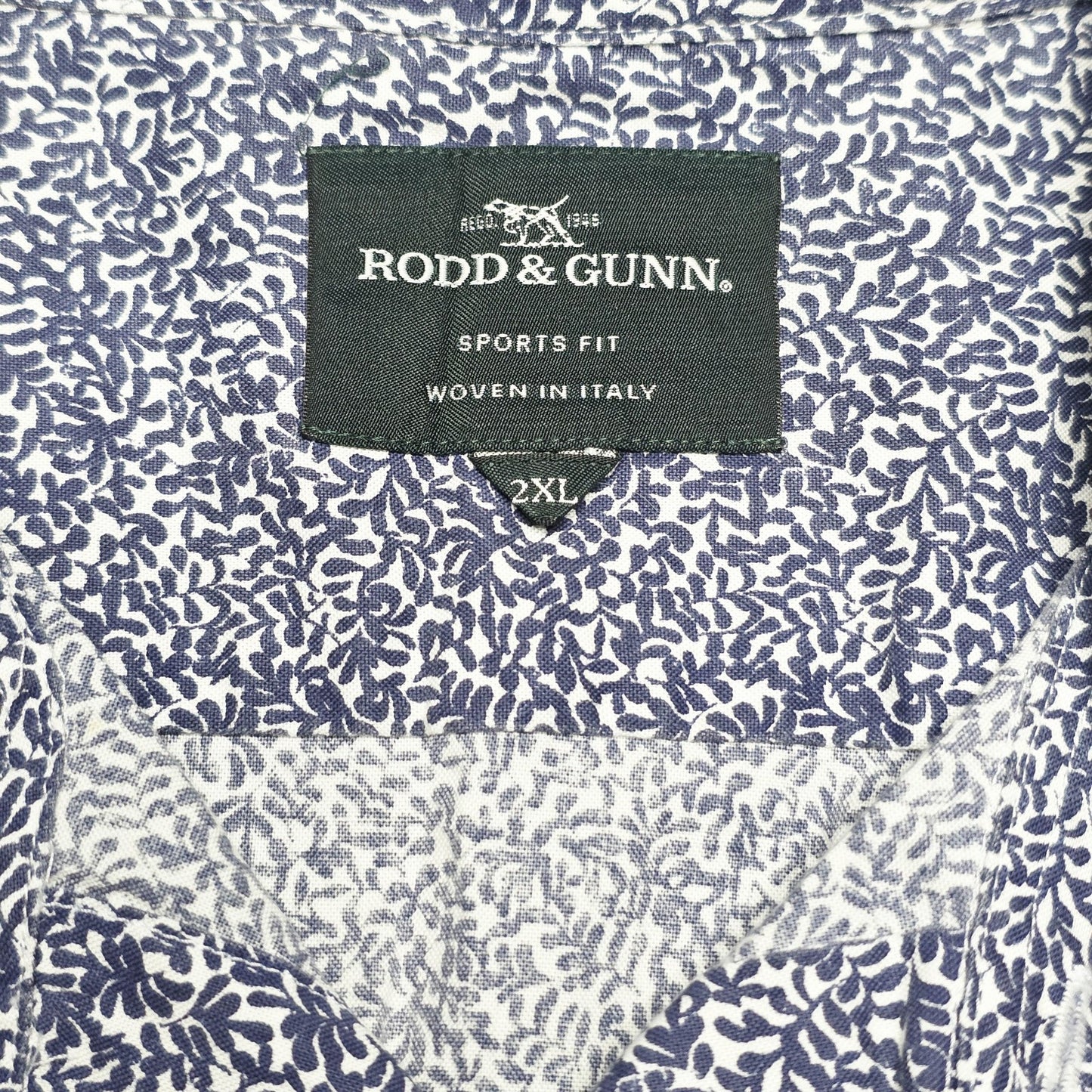 Rodd & Gunn Shirt Mens 2XL Blue Floral Long Sleeve Italian Fabric Sports Fit