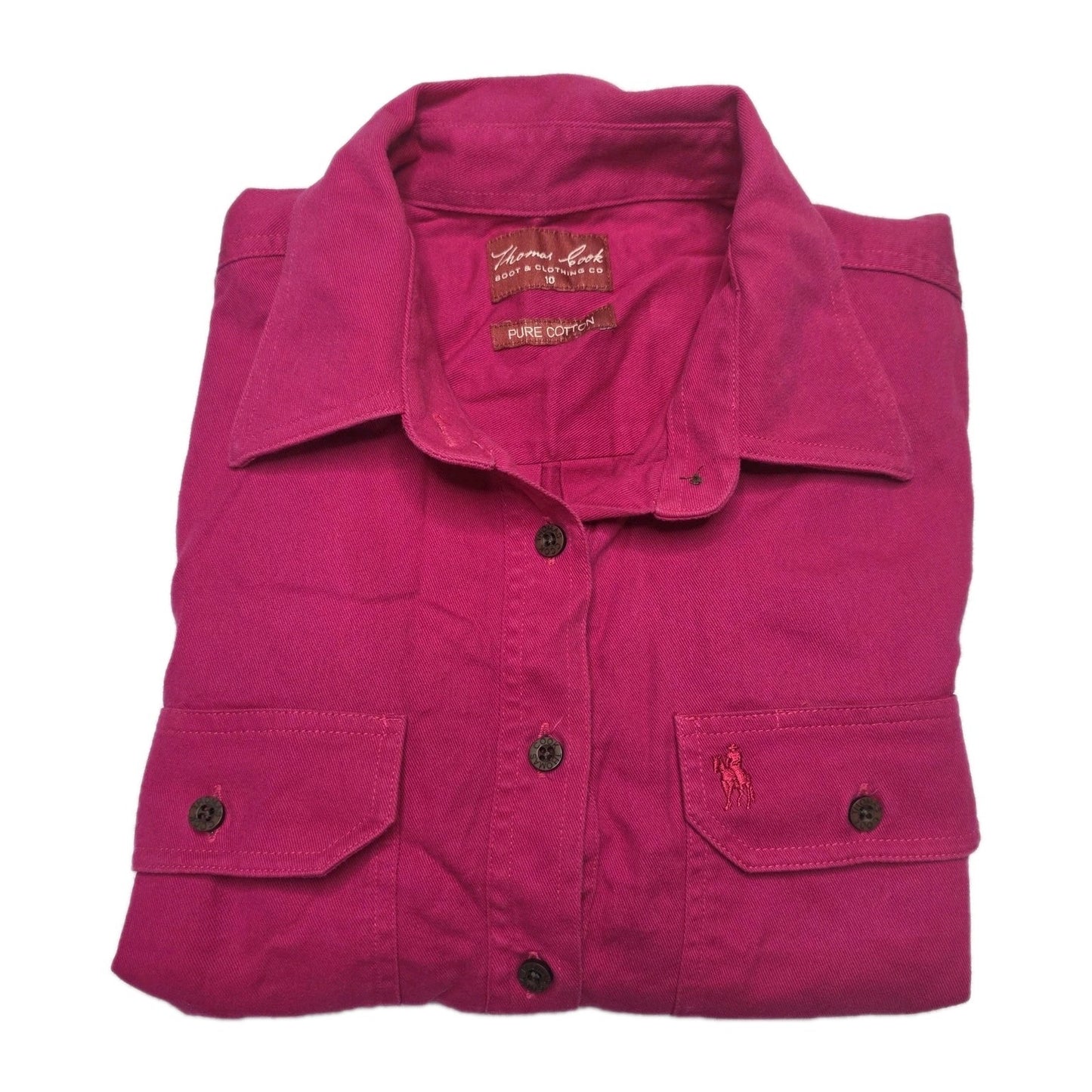 Thomas Cook Shirt Women's 10 Pink Long Sleeve Button Up Cotton Casual Top