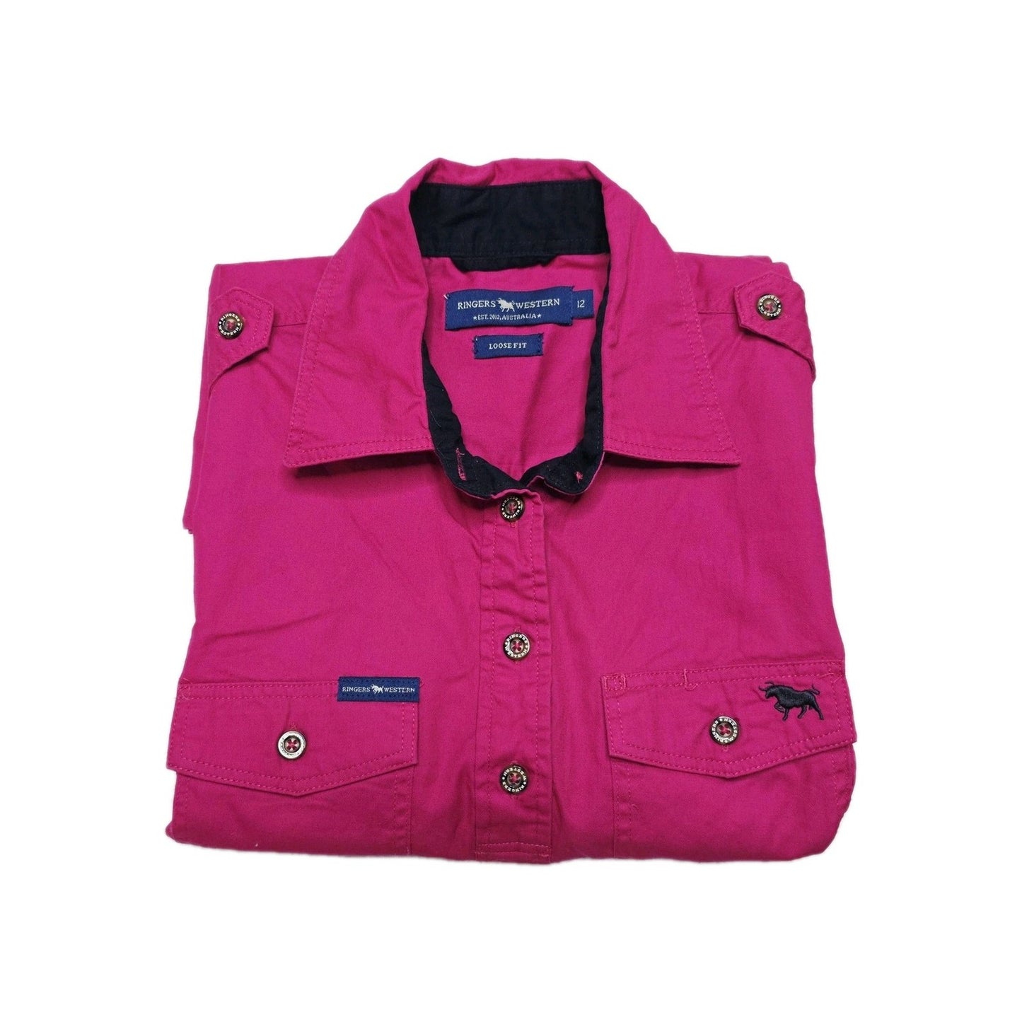 Ringers Western Shirt Women's 12 Pink Sleeveless Button Up Cotton Loose Fit