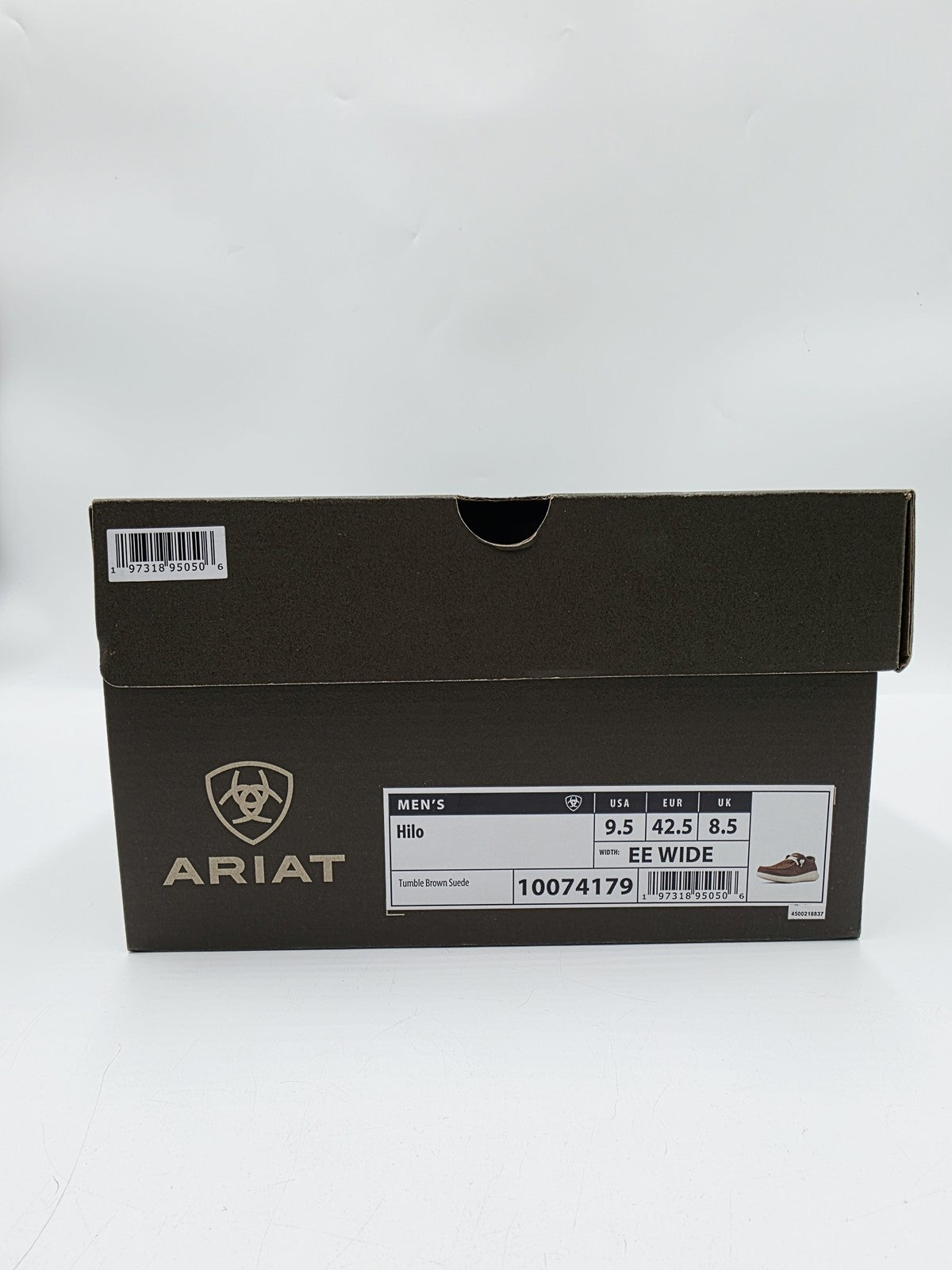 Ariat Hilo Shoes Men's Size 9.5 Brown Suede Moccasin Casual EE Wide Lace Up NEW