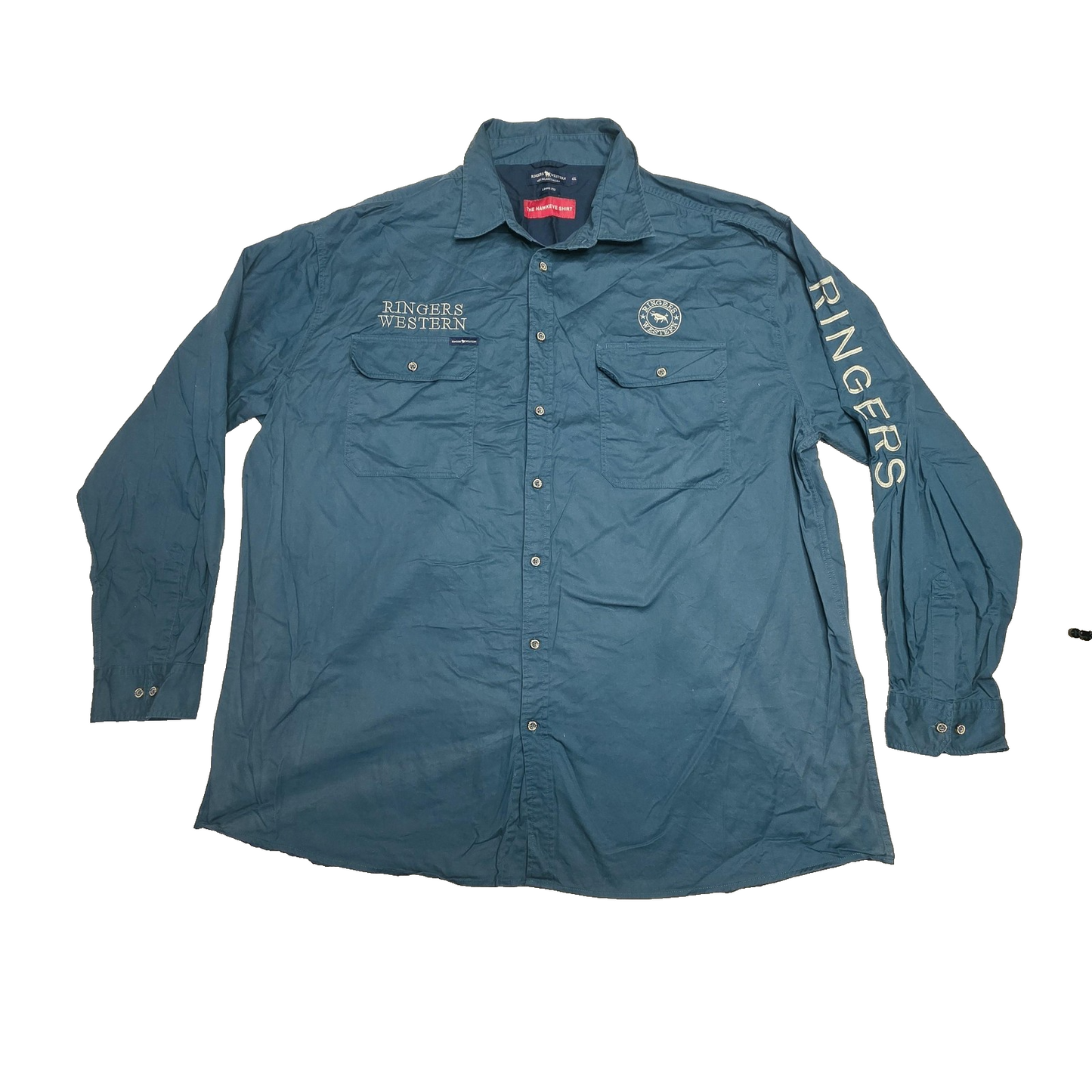 Ringers Western Hawkeye Shirt Mens 4XL Teal Loose Fit Long Sleeve Western