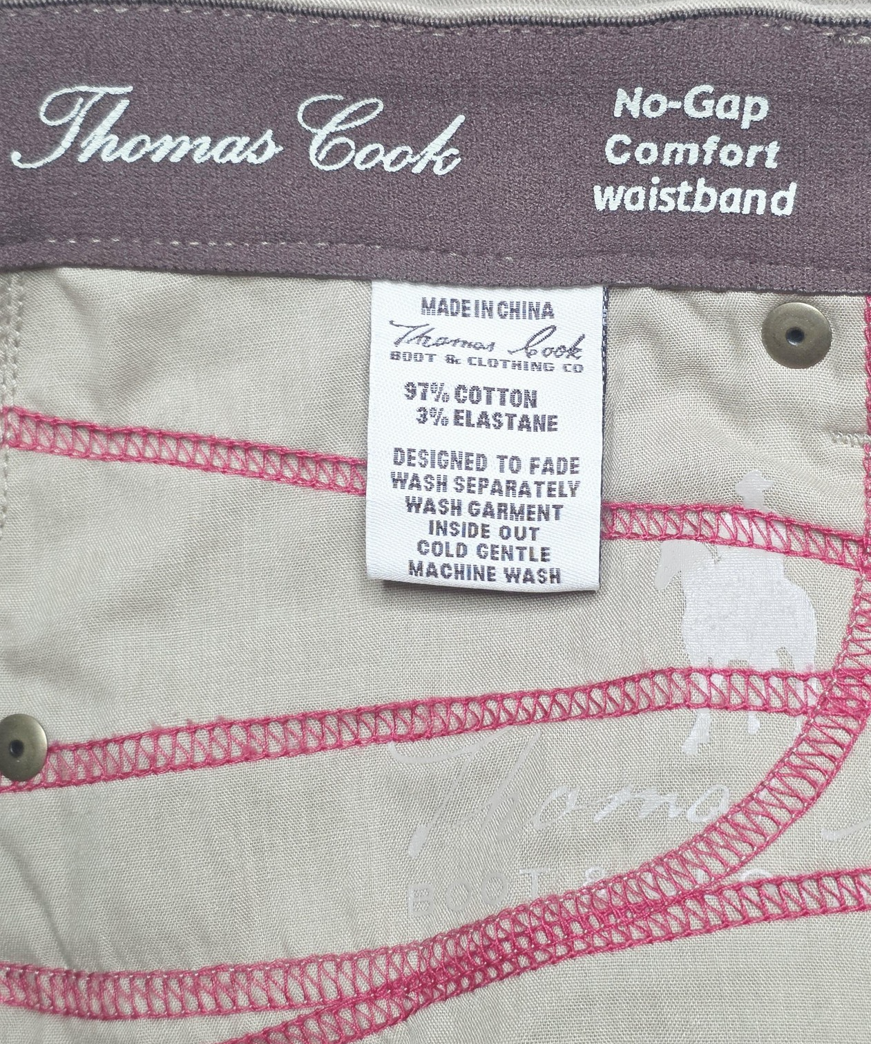 Thomas Cook Jeans Women's 14 L32 Beige Straight Stretch Denim Comfort Waistband