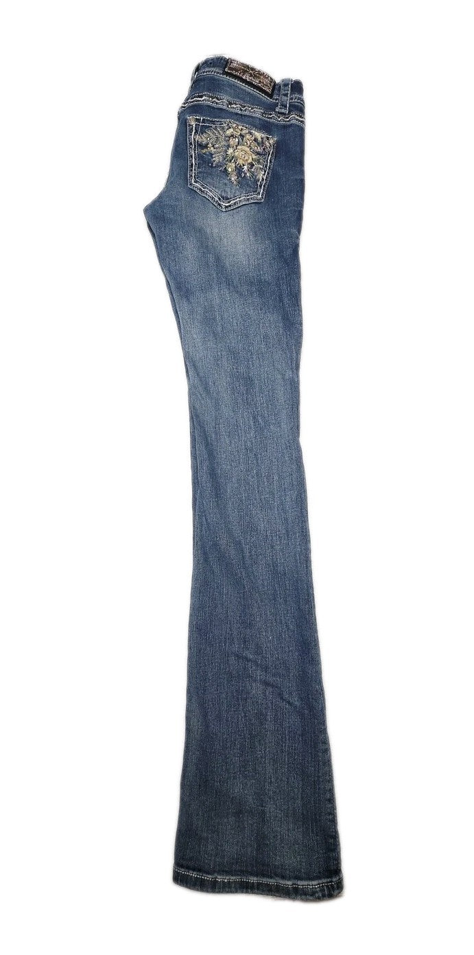 Grace In LA Jeans Womens 26 Blue Bootcut Embroidered Stretch Denim 28x34
