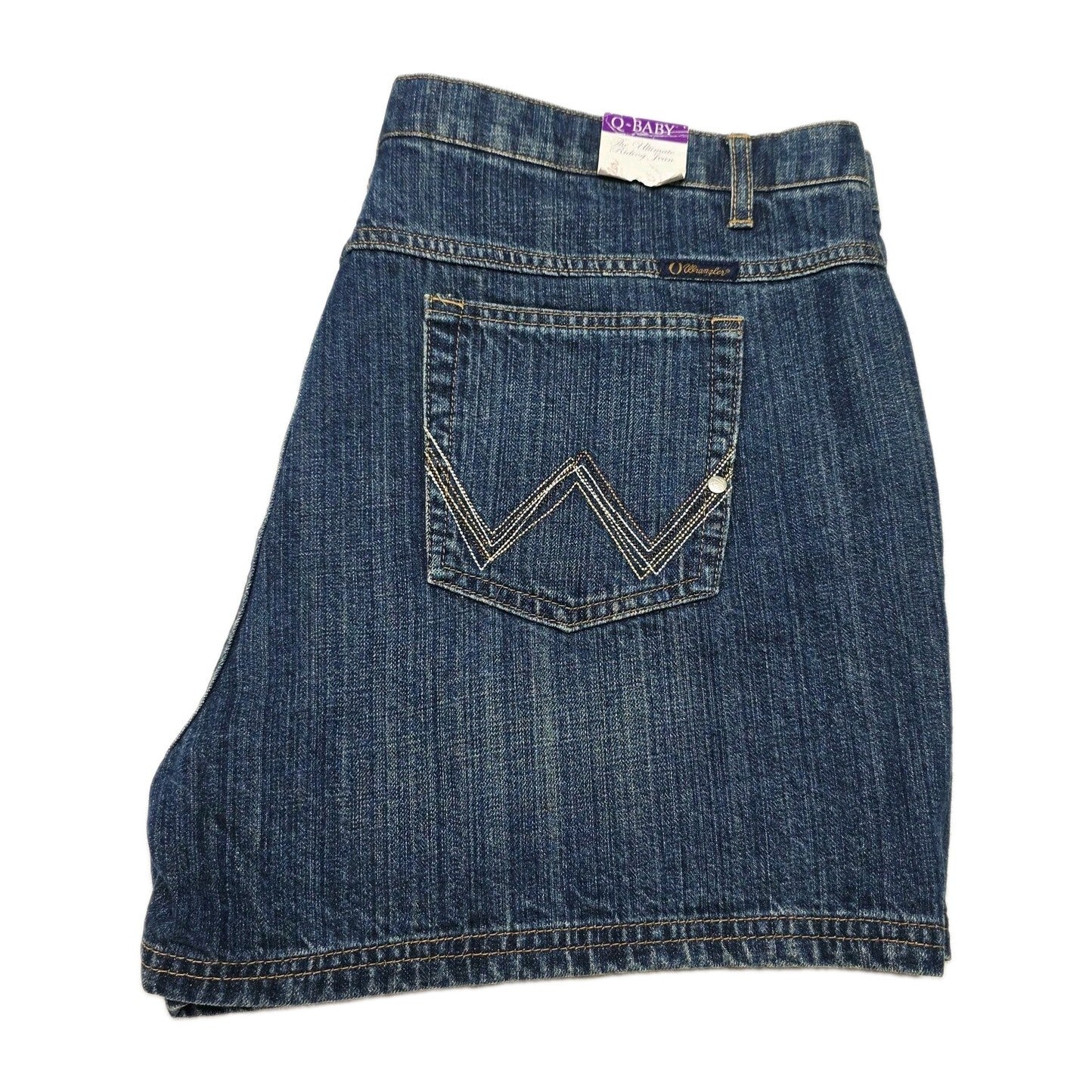 Wrangler Dungaree Shorts Women's 18 Blue Denim Q-Baby No Gap Waistband Casual