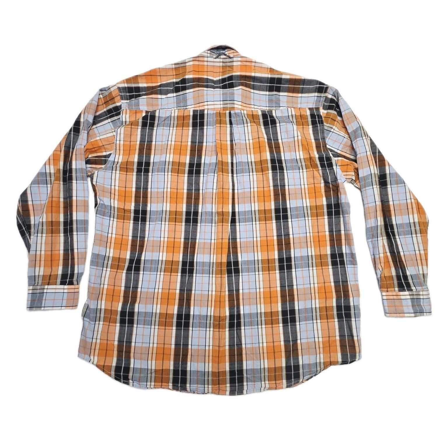 Roper Shirt Mens XL Orange Plaid Long Sleeve Button Up Western Cowboy Cotton