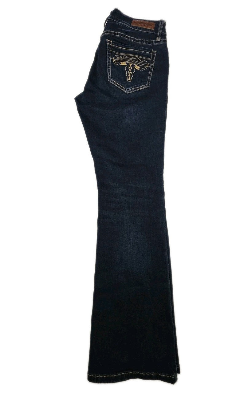 Rock & Roll Denim Jeans Woman's 29 Blue Wash Mid Rise Bootcut Stretch 29x30
