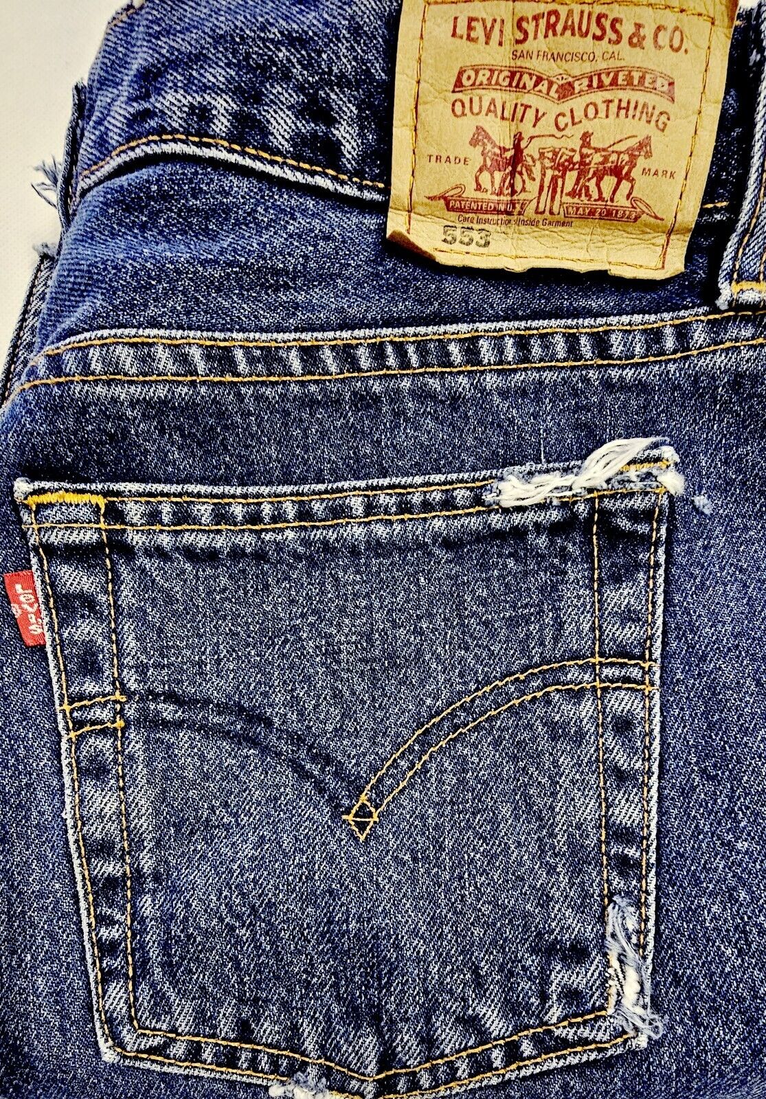 Levi's 553 Cut Off Shorts Midnight Blue Mens Size 30