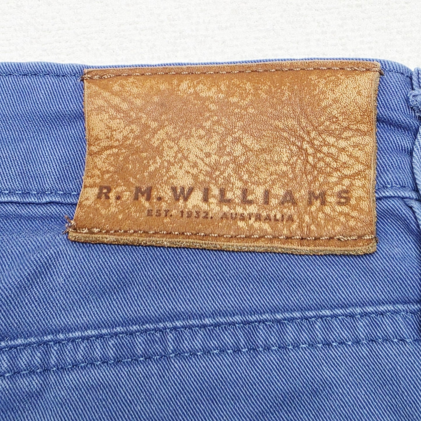 R.M. Williams Shorts Men's 31 Blue Cotton Stretch Denim Bermuda Casual Summer