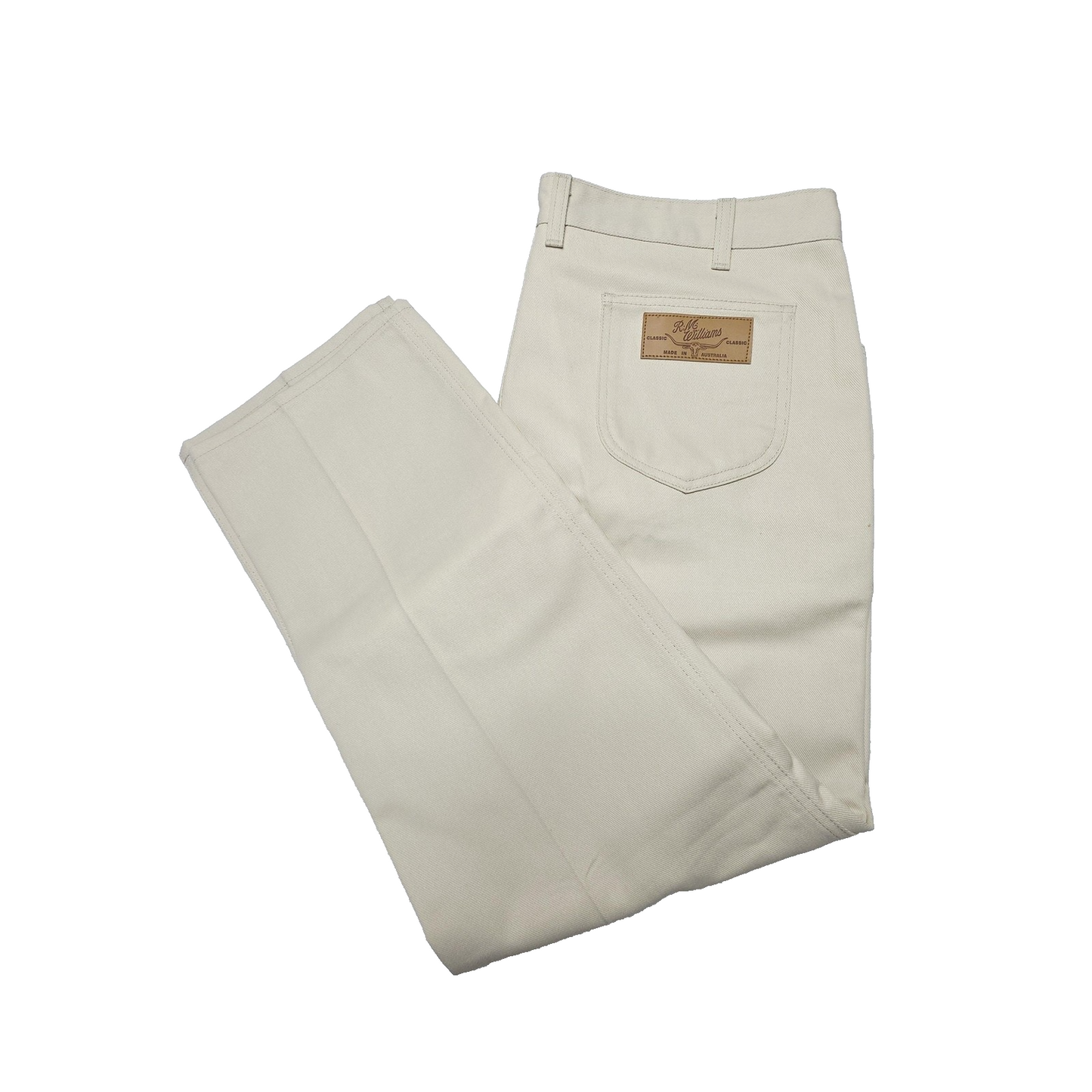R.M. Williams Jeans Men's 42S Beige Poly Cotton Easy Care Workwear Denim