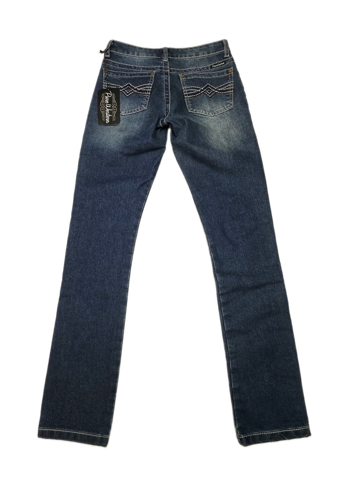 Pure Western Jeans Women's 6 Blue Skinny Stretch Denim Embroidered Debbie