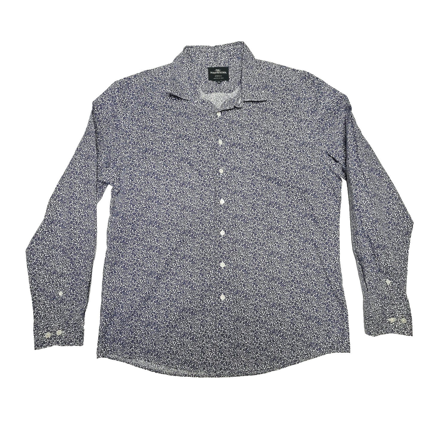 Rodd & Gunn Shirt Mens 2XL Blue Floral Long Sleeve Italian Fabric Sports Fit