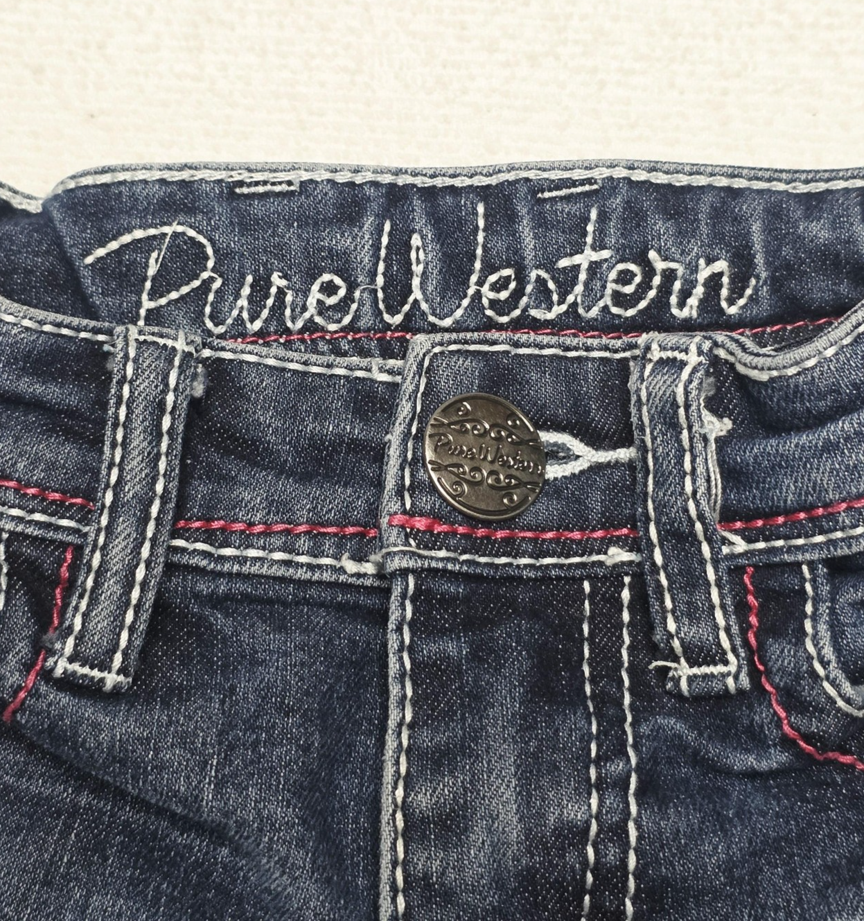 Pure Western Jeans Girls 2-3 Years Bootcut Denim Embroidered Adjustable Waist