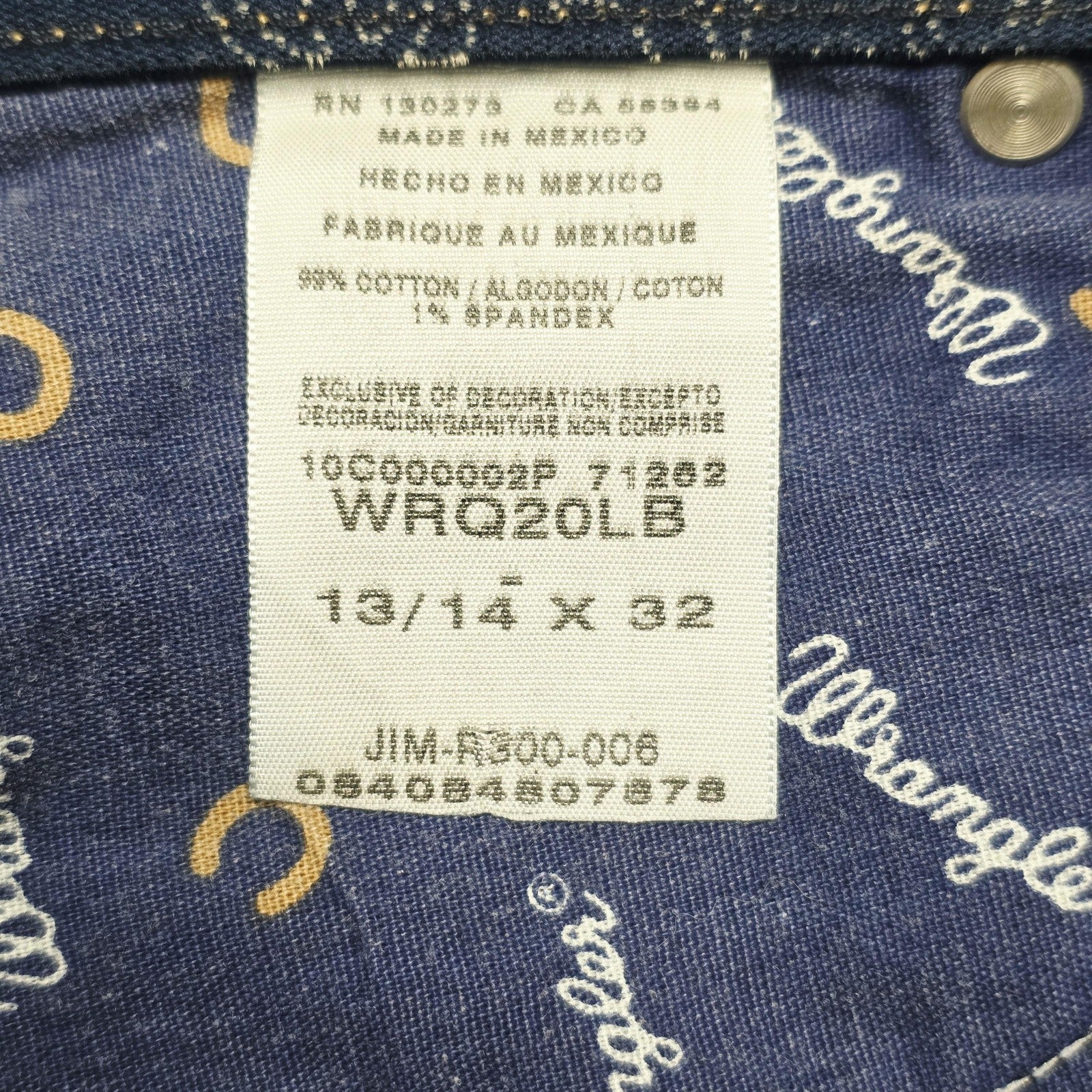Wrangler Jeans Women's 13/14 x32 Blue Straight Stretch Denim Embroidered Pockets