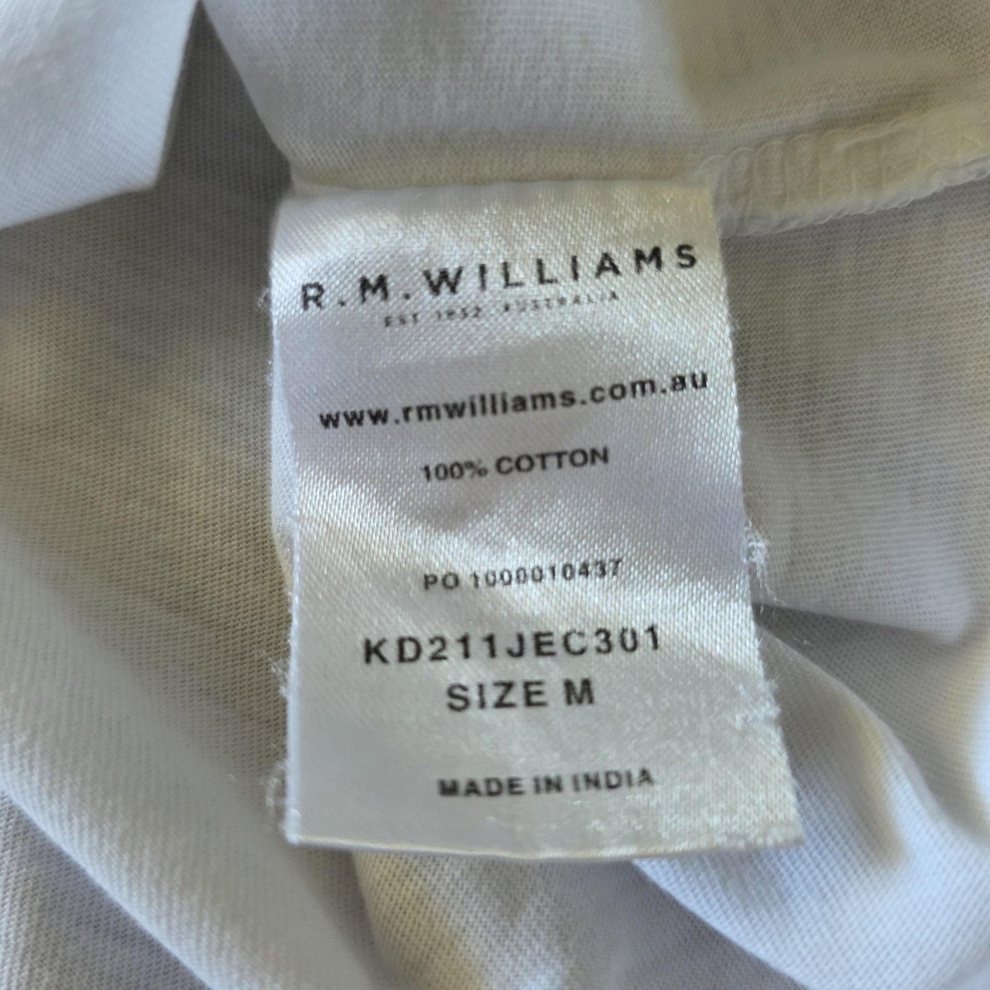 R.M. Williams Shirt Men's M White Short Sleeve Pocket Graphic T-Shirt Cotton