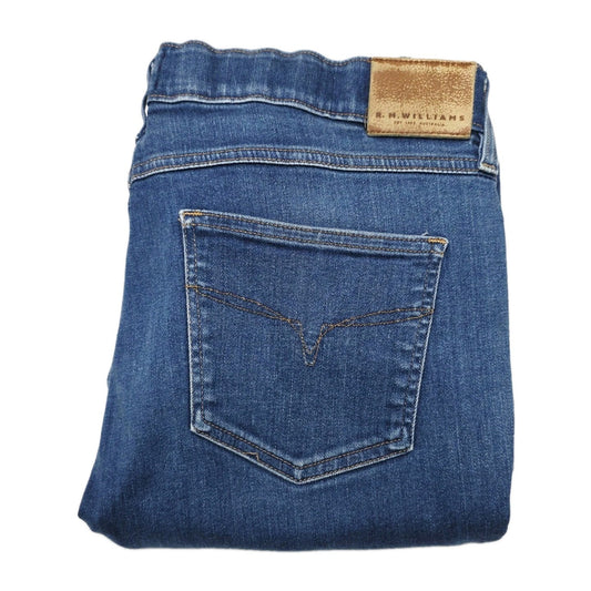 R.M. Williams Jeans Women's 34x31 Blue Straight Stretch Denim Elastic Waist Logo