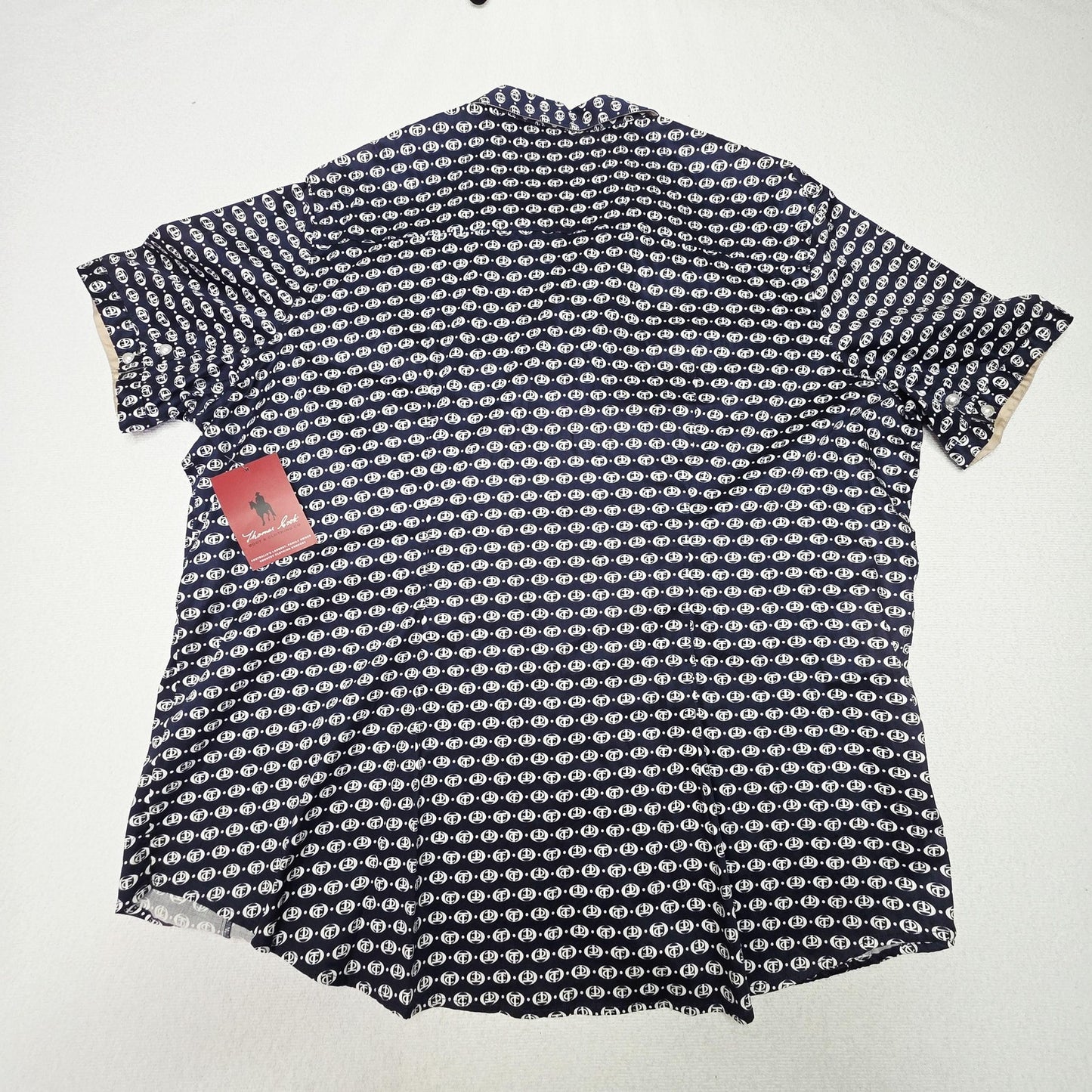Thomas Cook Shirt Women's 22 Blue Short Sleeve Button Up Logo Cotton Stretch