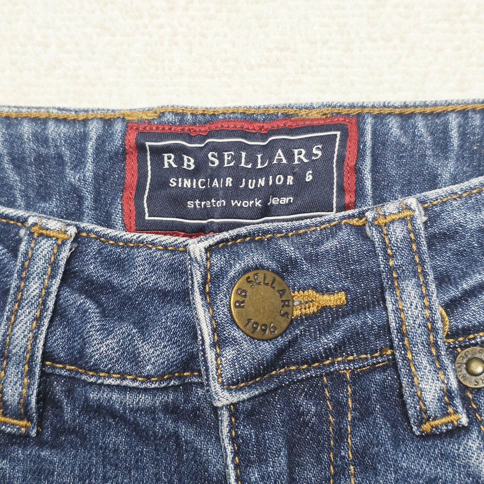 RB Sellars Jeans Boy's 5-6 Years Blue Straight Stretch Denim Workwear Casual