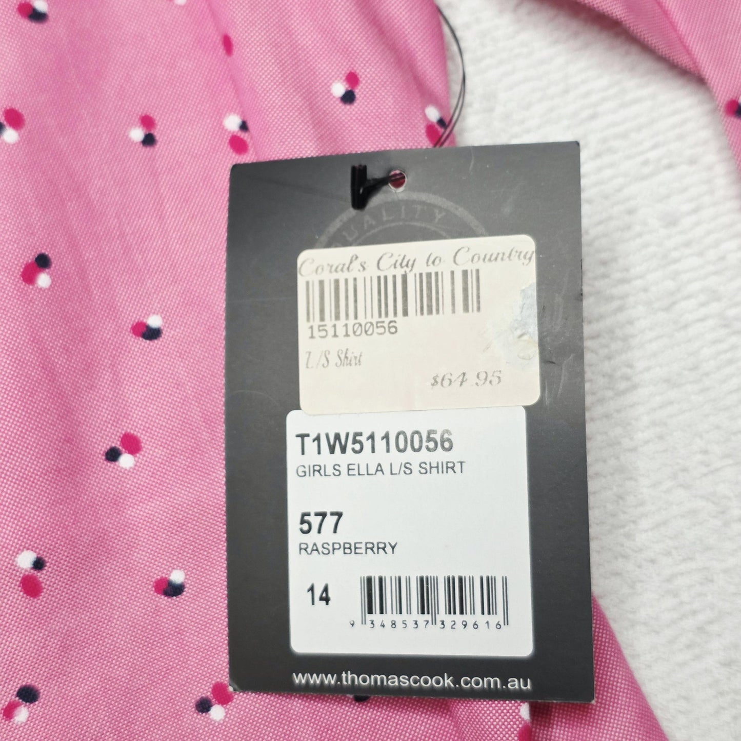 Thomas Cook Shirt Girls 14 Pink Long Sleeve Button Up Polka Dot Riding Western