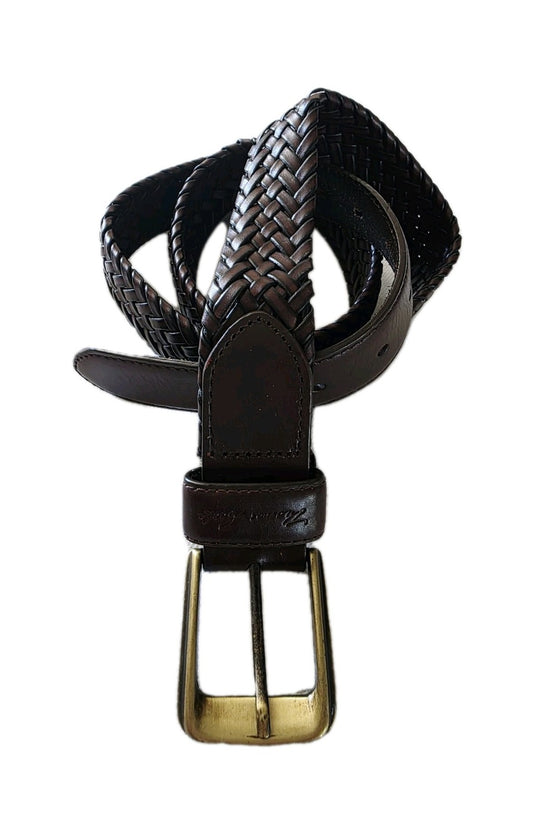 Thomas Cook Brown Leather Plaited Belt Mens Size 41"