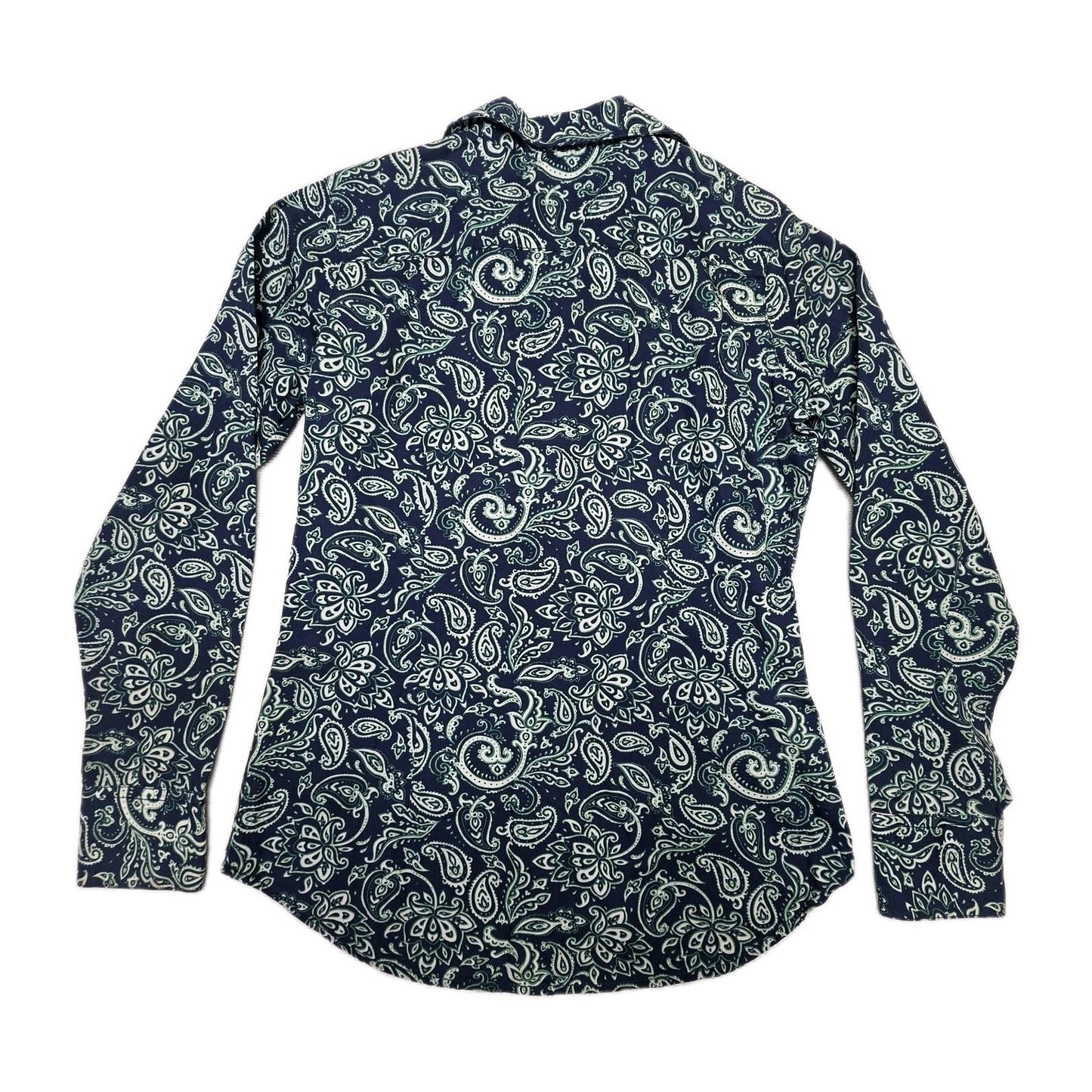 Pure Western Shirt Women's 8 Blue Long Sleeve Button Up Paisley Cotton Top