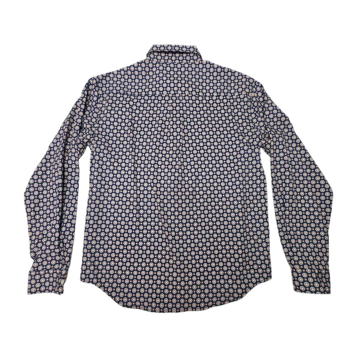 Cinch Shirt Boys XL 14 Blue Long Sleeve Button Up Arenaflex Geometric Print