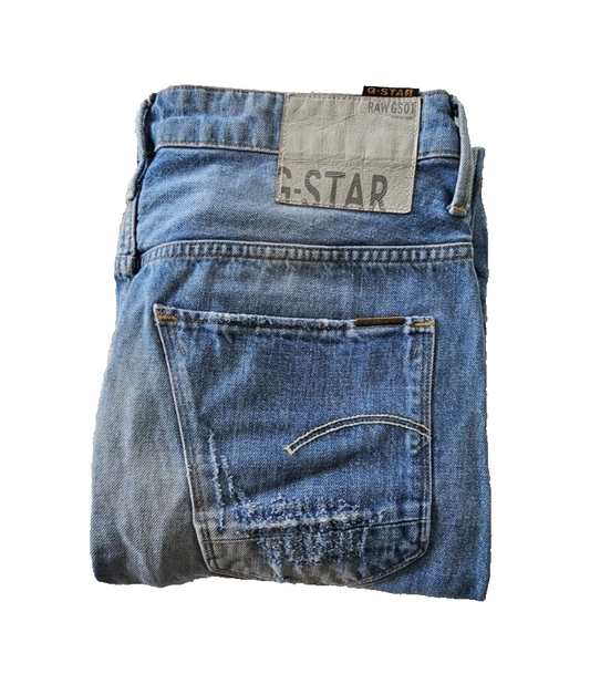 G-Star ARC 3D SLIM Light Aged Distressed Mens Denim Jeans Size 32 x 34