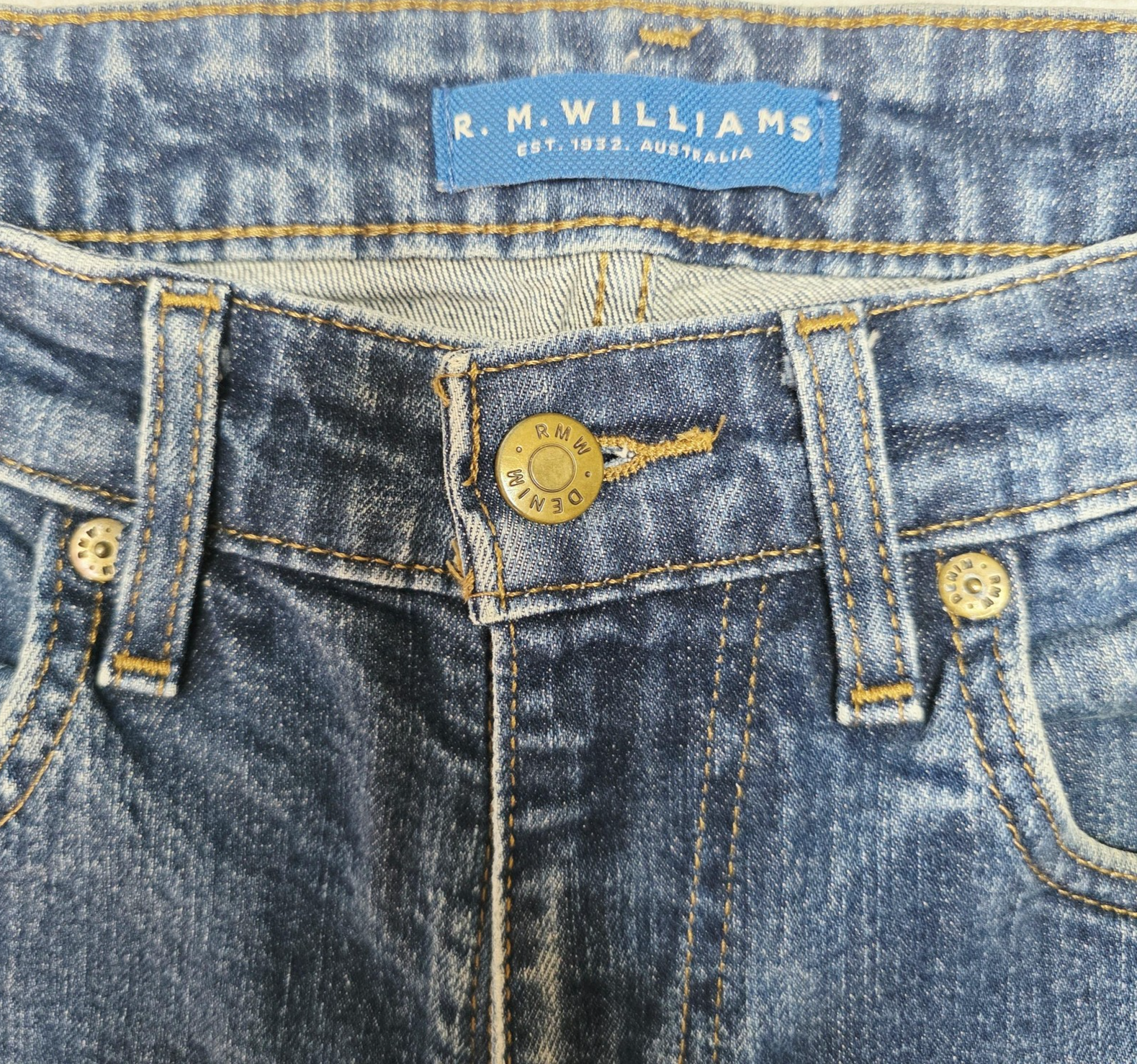 R.M. Williams Jeans Mens 32x32 Blue Straight Regular Stretch Denim TJ1173DXIW01
