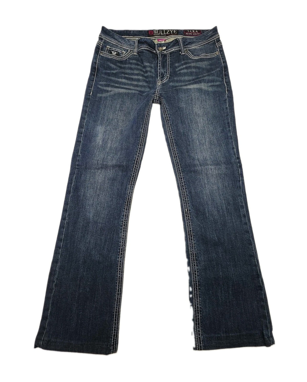 Bullzye Jeans Women's 32x29 Straight Denim Tara Mid Rise Easy Fit Pockets Logo