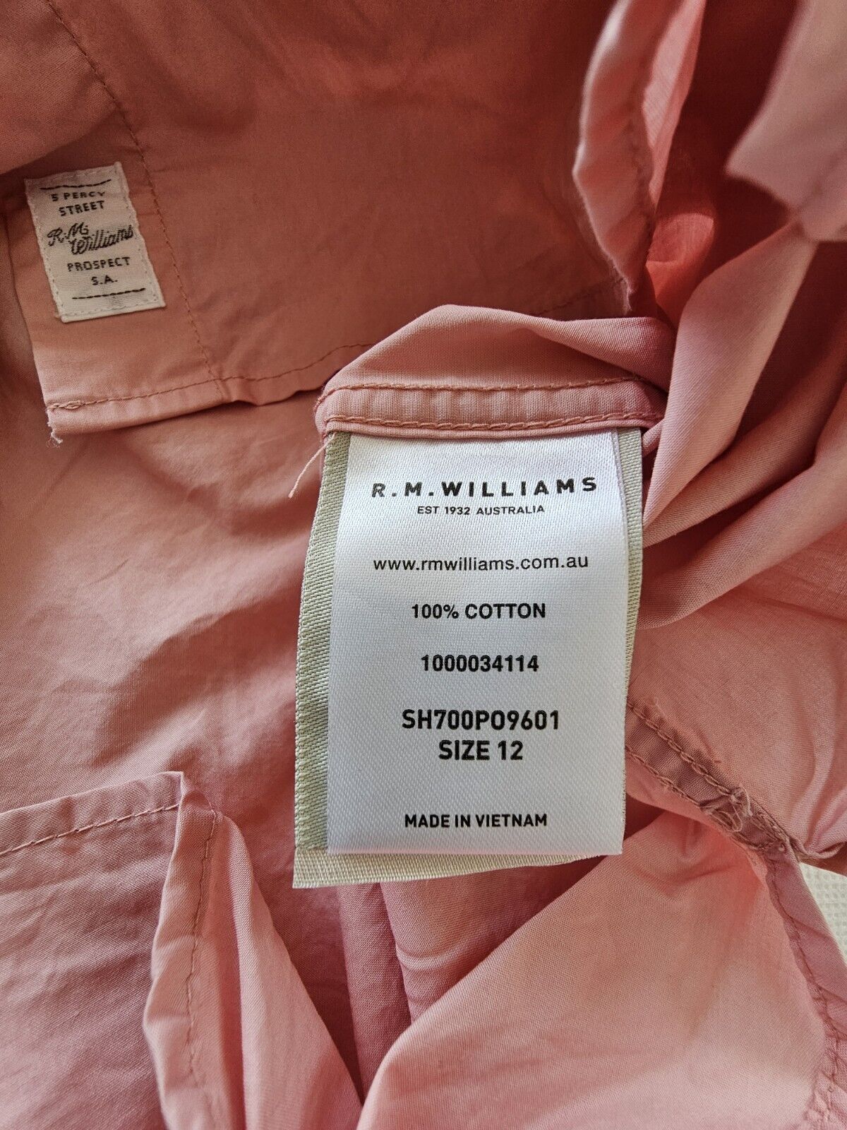 R.M Williams Dusty Pink Cotton Shirt Ladies Size 12