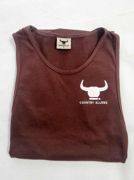 Country Allure Signature Muscle Shirt Brown Ladies Size M
