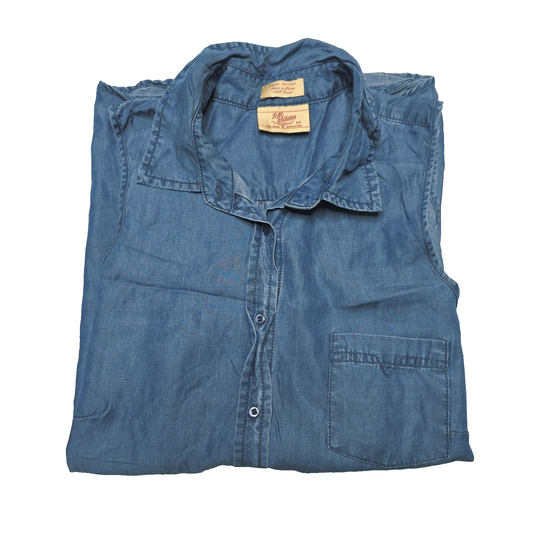 R.M. Williams Shirt Women's 14 Blue Sleeveless Button Up Tencel Chambray Tunic