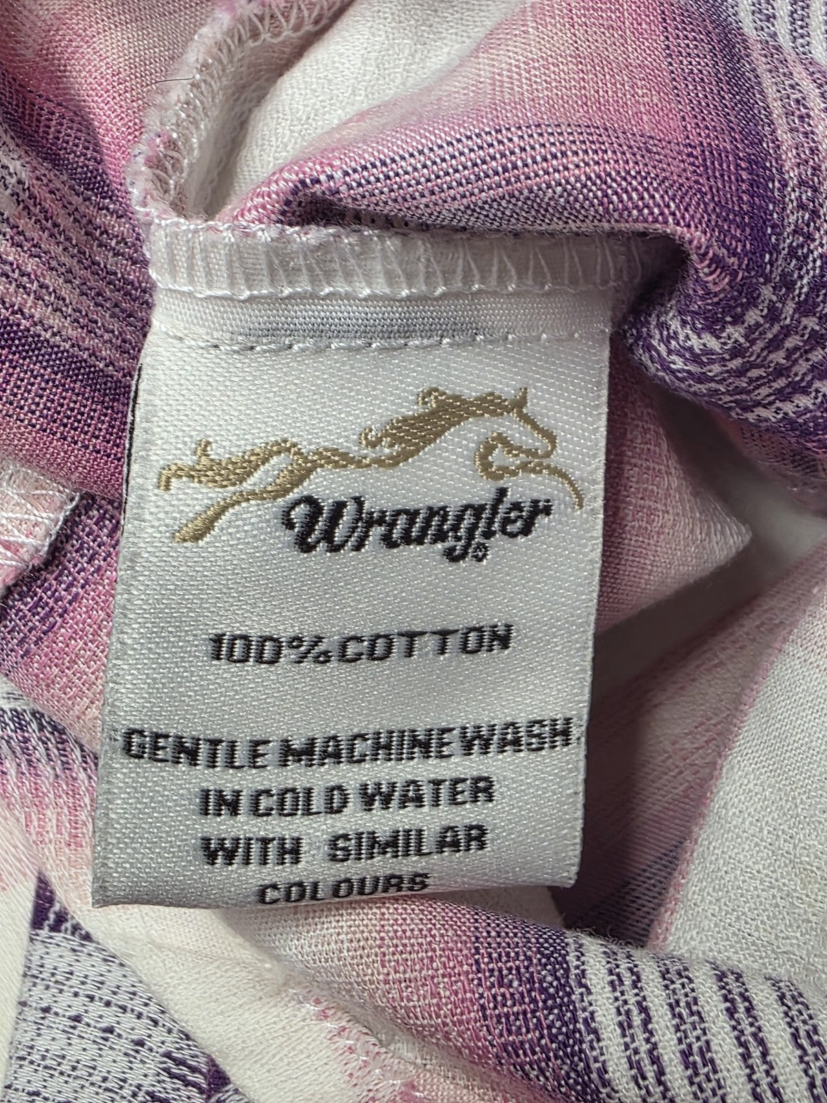 Wrangler Shirt Womens 14 Pink Plaid 100% Cotton Snap Button Up Spring Casual