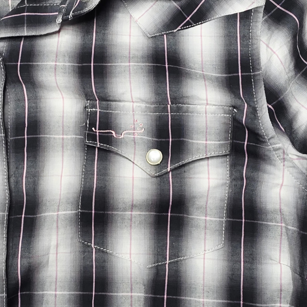 Thomas Cook Shirt Women's 14 Grey Long Sleeve Snap Button Up Western Plaid