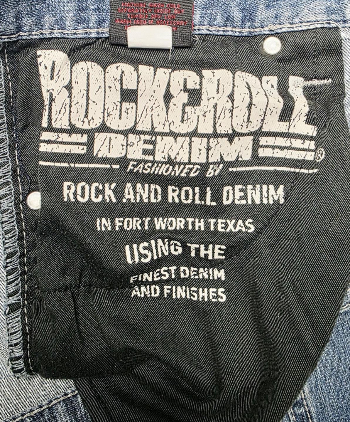 Rock & Roll Cowboy Revolver Straight Jeans Mens 34x36 Blue Slim Straight