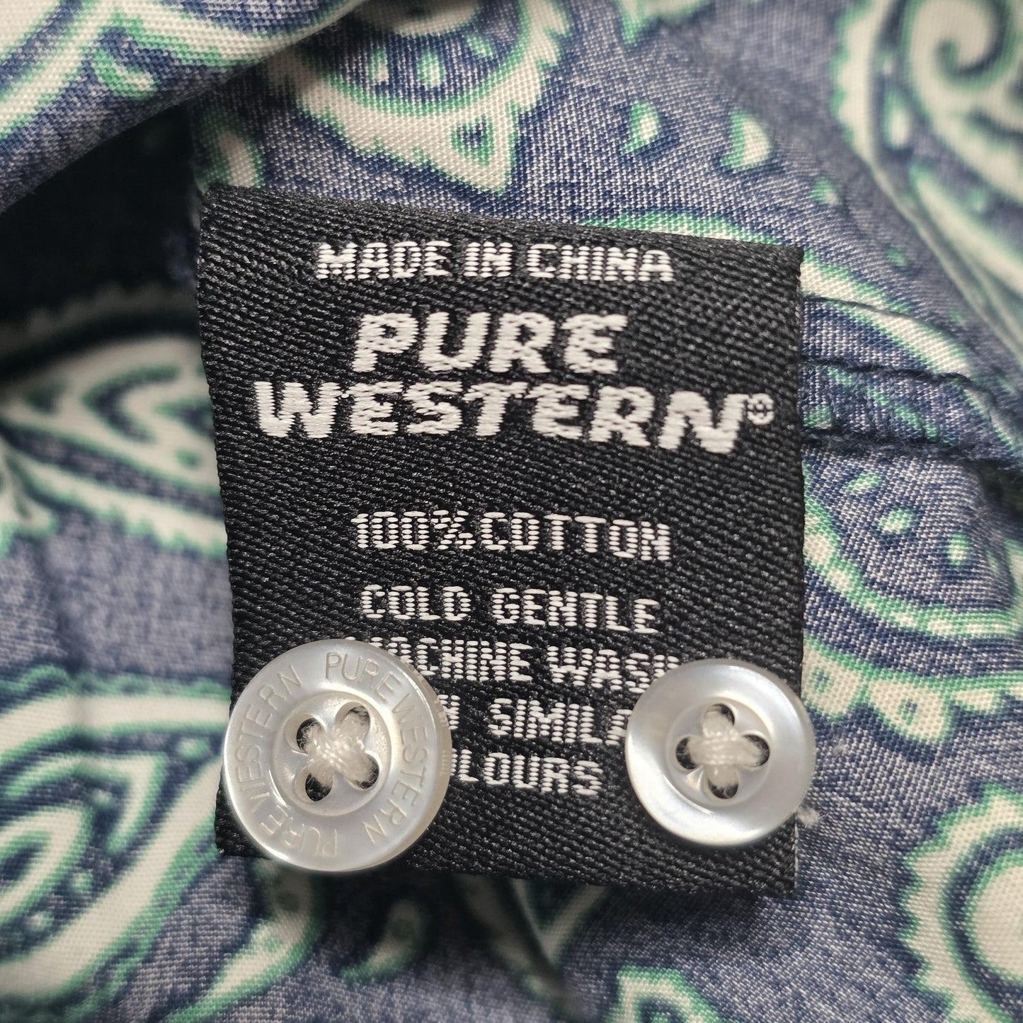 Pure Western Shirt Women's 8 Blue Long Sleeve Button Up Paisley Cotton Top
