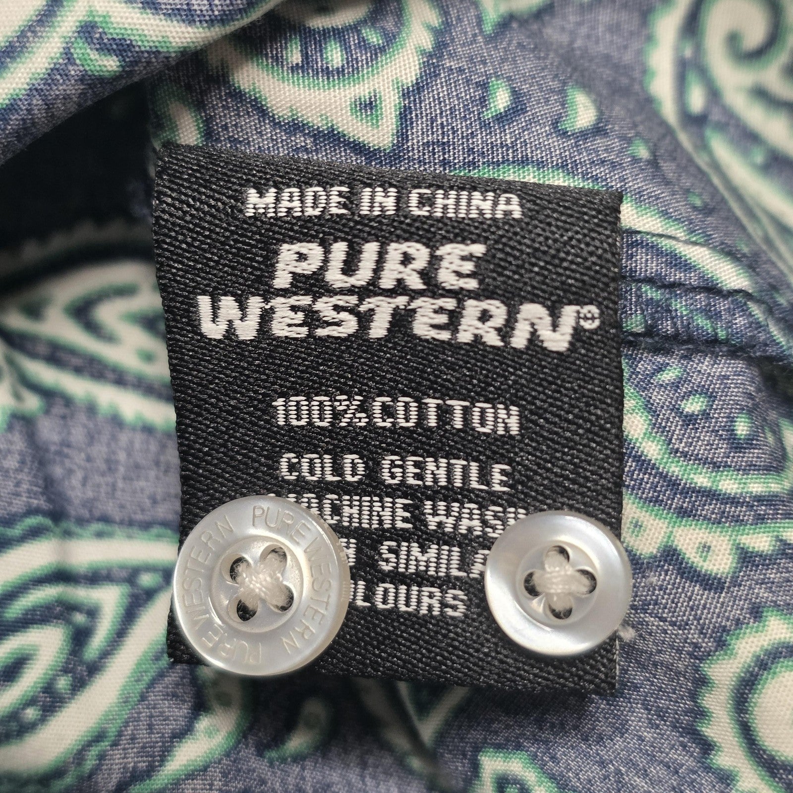 Pure Western Shirt Women's 8 Blue Long Sleeve Button Up Paisley Cotton Top