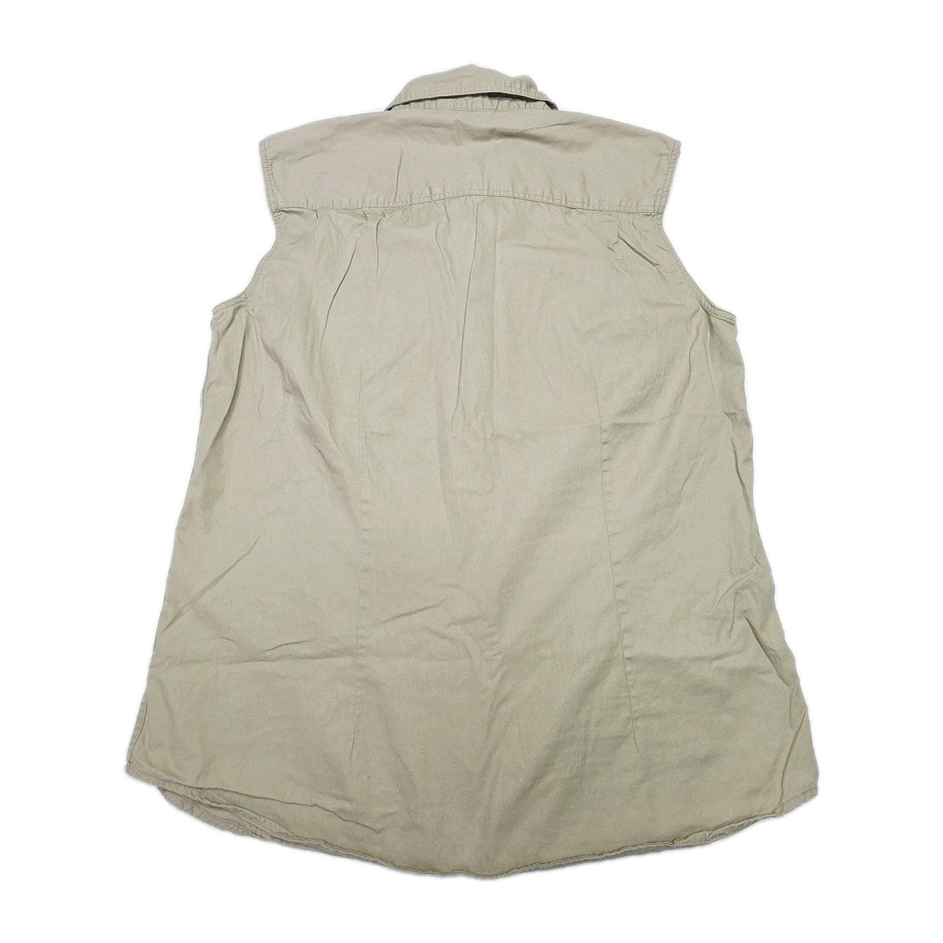 Ringers Western Shirt Women's 12 Beige Sleeveless Button Up Pockets Cowboy