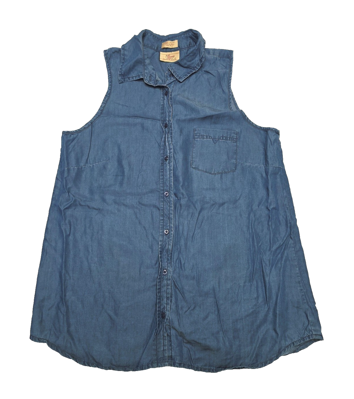 R.M. Williams Shirt Women's 14 Blue Sleeveless Button Up Tencel Chambray Tunic