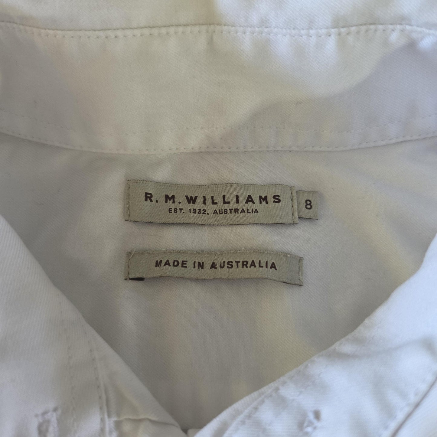 R.M. Williams Shirt Women's 8 White Long Sleeve Button Up Fitted Logo Top