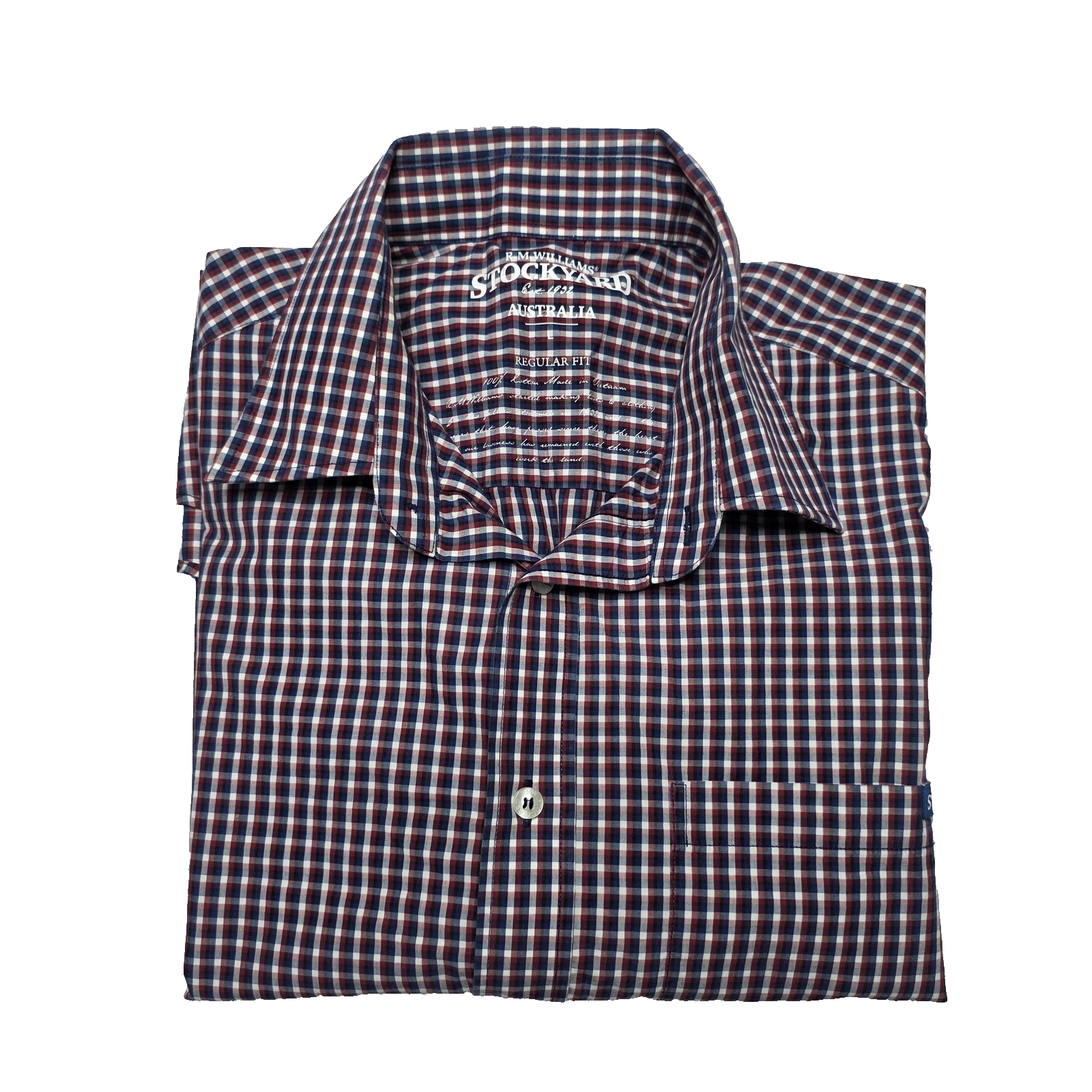R.M. Williams Stockyard Shirt Mens L Multicolour Check Short Sleeve Western