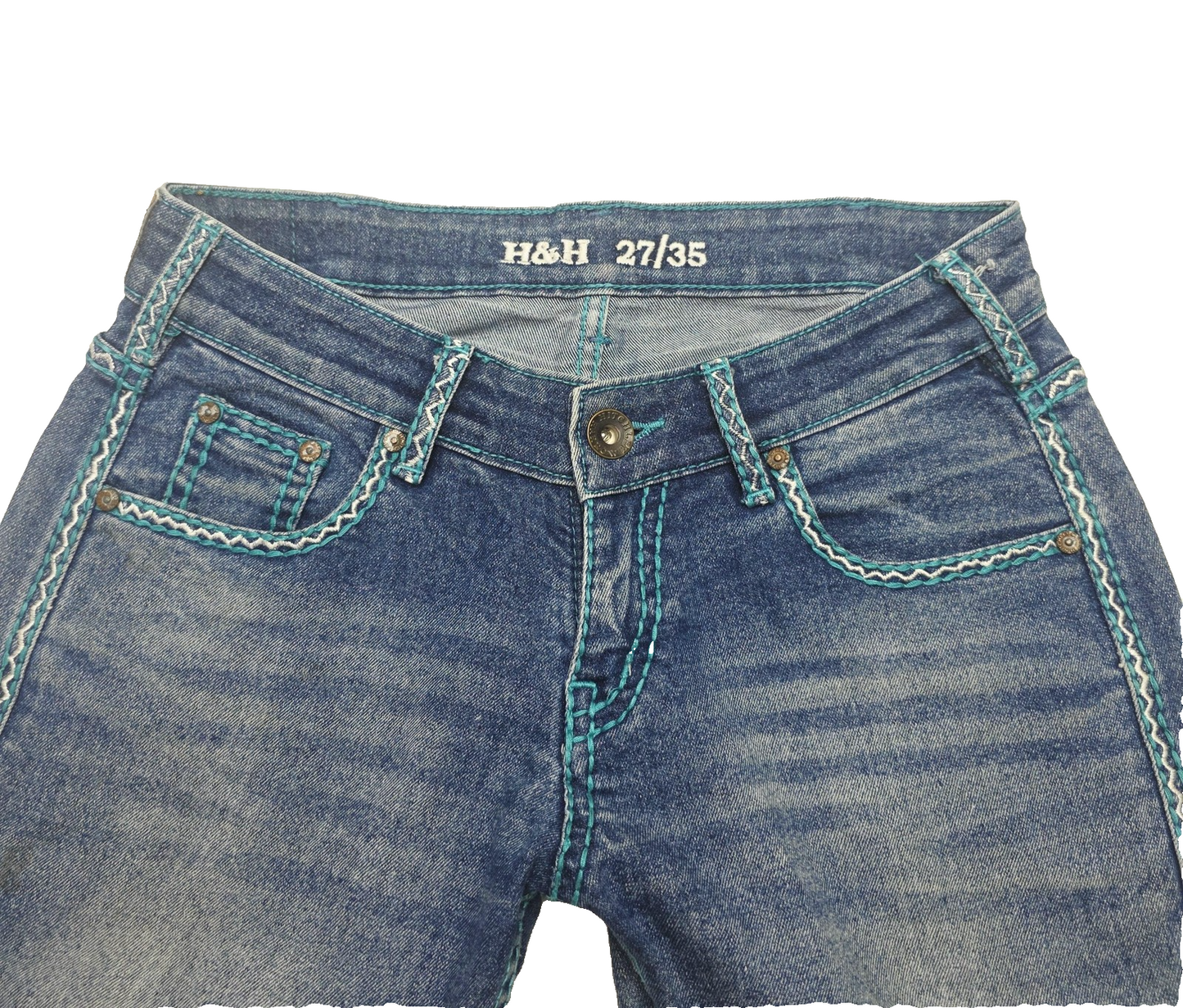 Hitchley & Harrow Jeans Women's 27x35 Blue Bootcut Denim Embroidered Pockets
