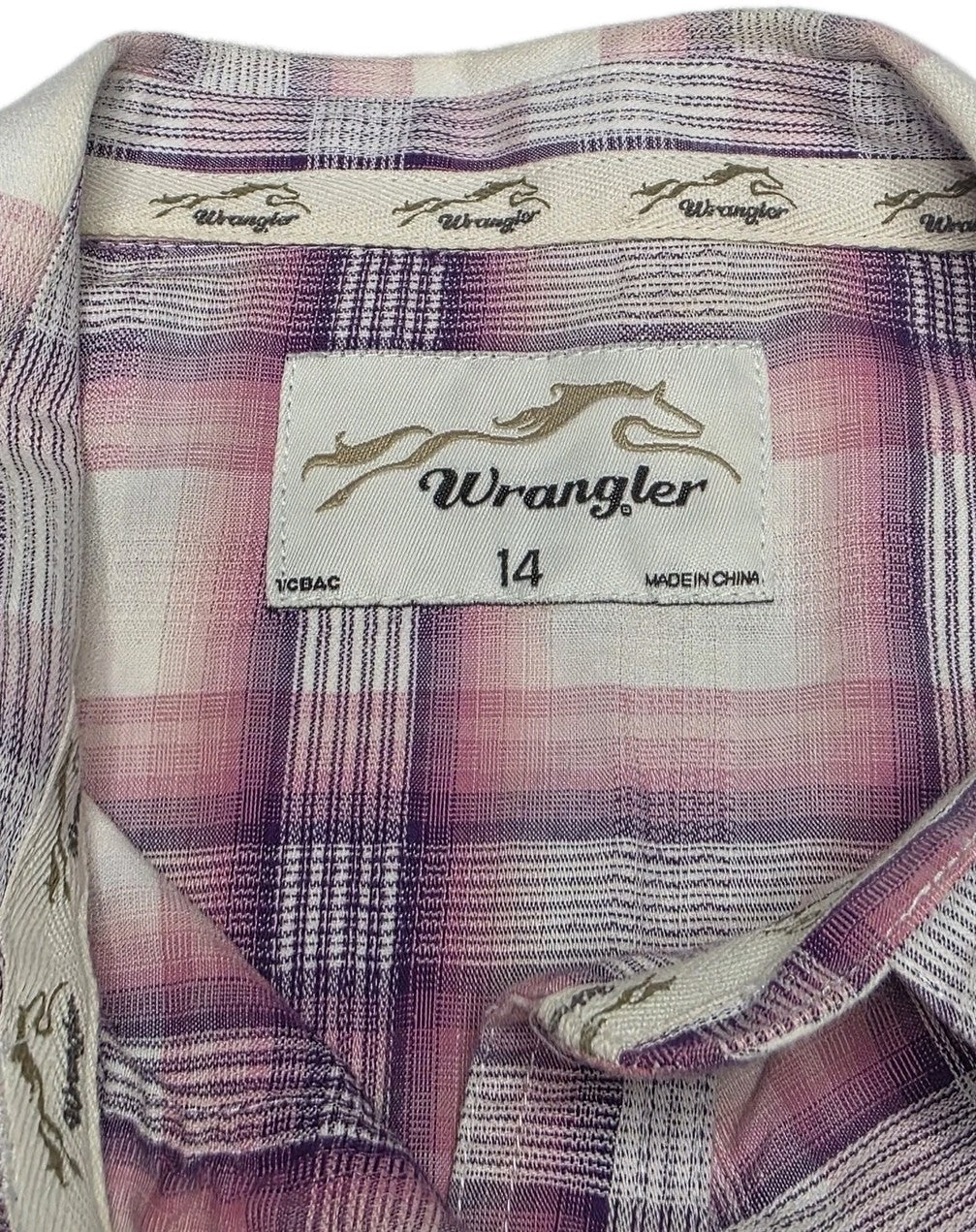 Wrangler Shirt Womens 14 Pink Plaid 100% Cotton Snap Button Up Spring Casual
