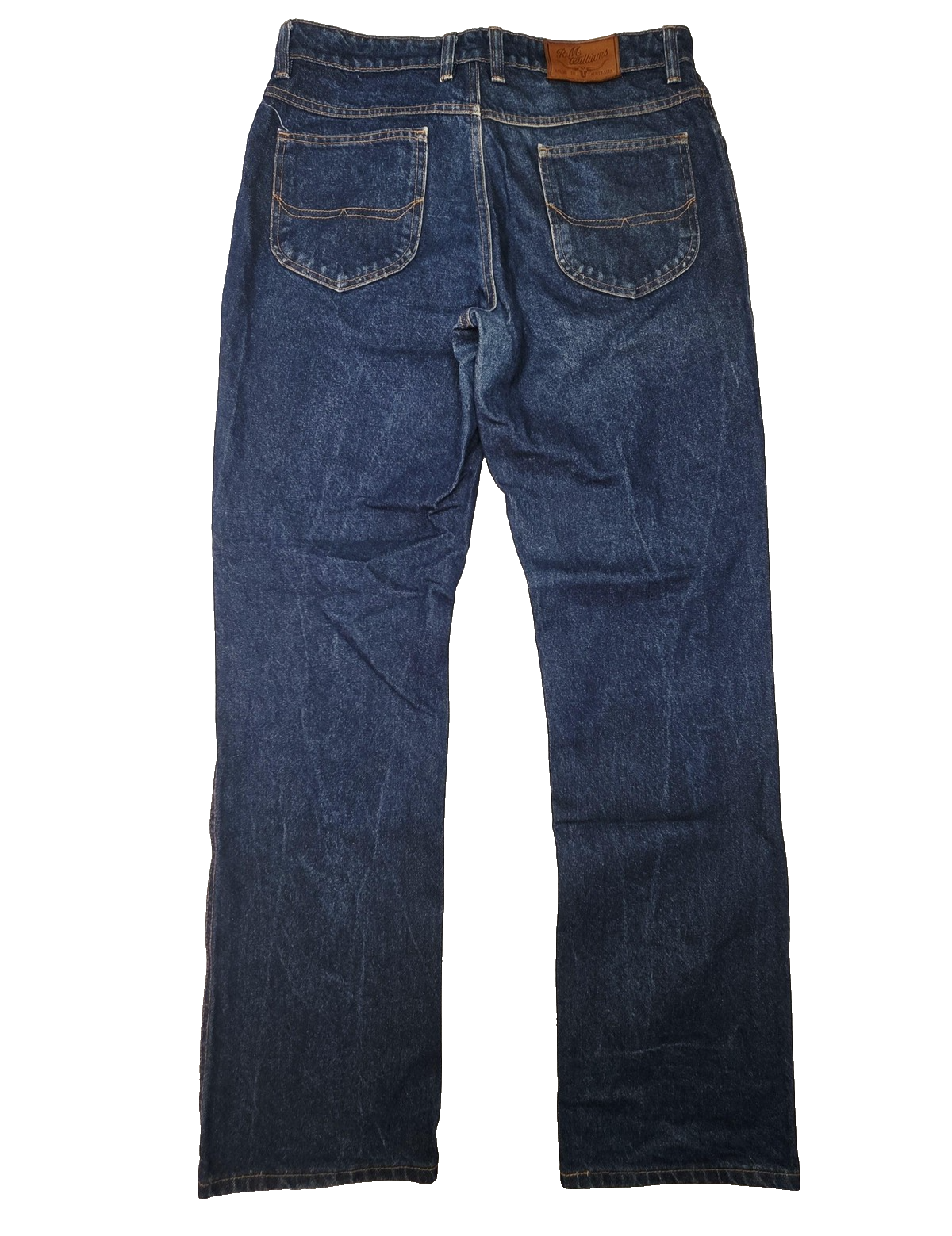 R.M. Williams Jeans Men's 34R Blue Straight Regular Cotton Denim Zip Fly TJ759